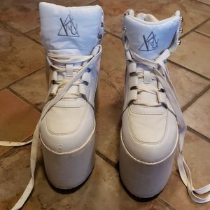 White 4inch Platform Sneakers